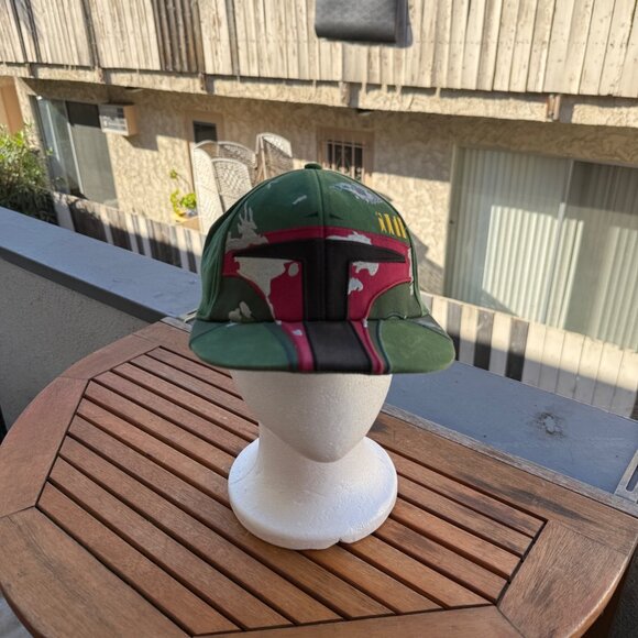 Star Wars Boba Fett Graphic Snapback Hat Green & Red Adjustable Cap - Picture 1 of 6